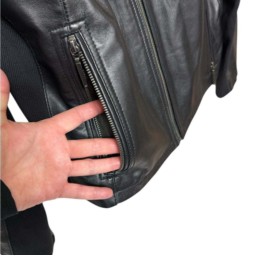 Chico's Classic Black Leather Jacket - Picture 3 of 9